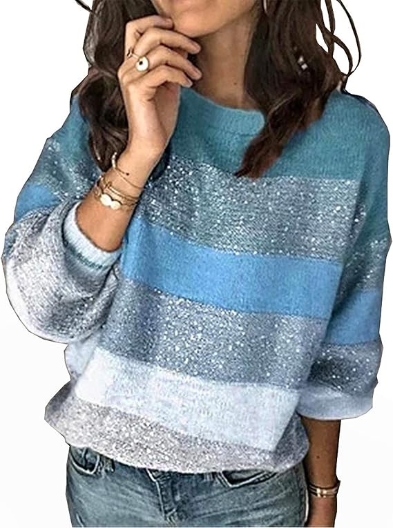 PRETTYGARDEN Women's Long Sleeve Striped Color Block Sweater