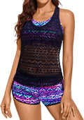 Women 3 Piece Athletic Tankini Swimsuit with Shorts - Supportive