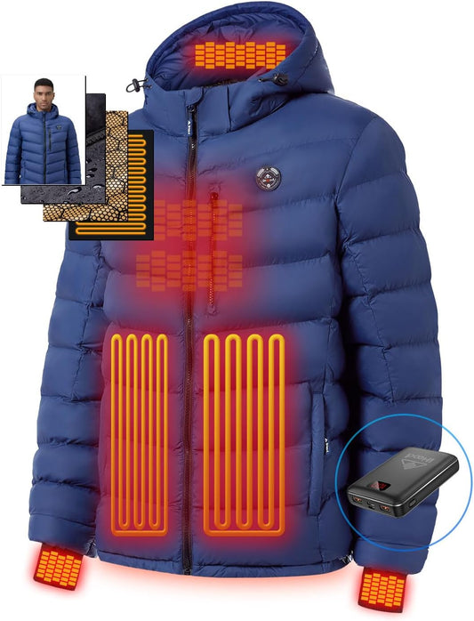 iHood Men's Heated Jacket for Extreme Cold with Battery Pack