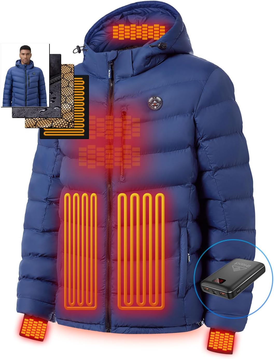 iHood Men's Heated Jacket - Ultimate Warmth for Winter Adventures