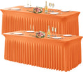 Orange Spandex Table Clothes for 8 ft Rectangle Tables - Wrinkle Free