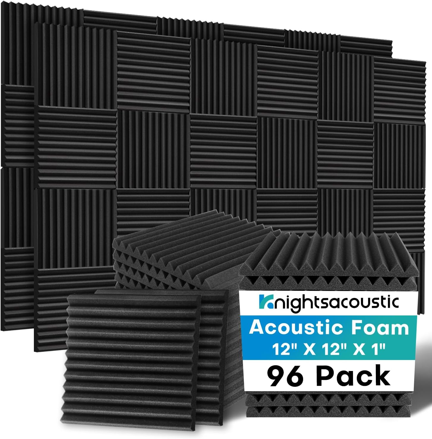 96 Pack Sound Proof Foam Panels for Walls - High Density Acoustic