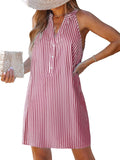 CUPSHE Womens Summer Dresses V Neck Sleeveless Striped Button Up Mini