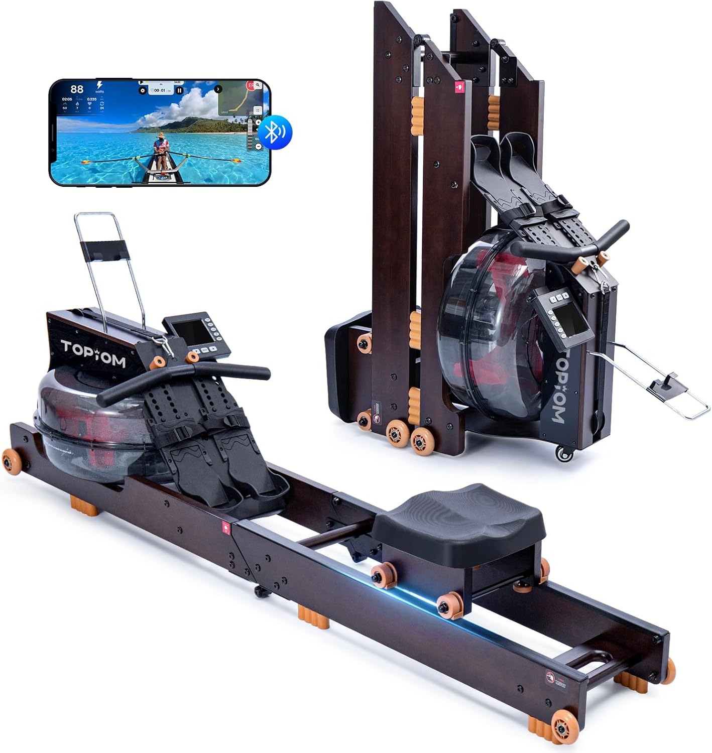 Foldable Water Rowing Machine | Upgraded Monitor & Bluetooth App