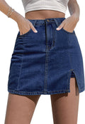 luvamia Skorts Skirts for Women Denim Mini Skirt Side Slit