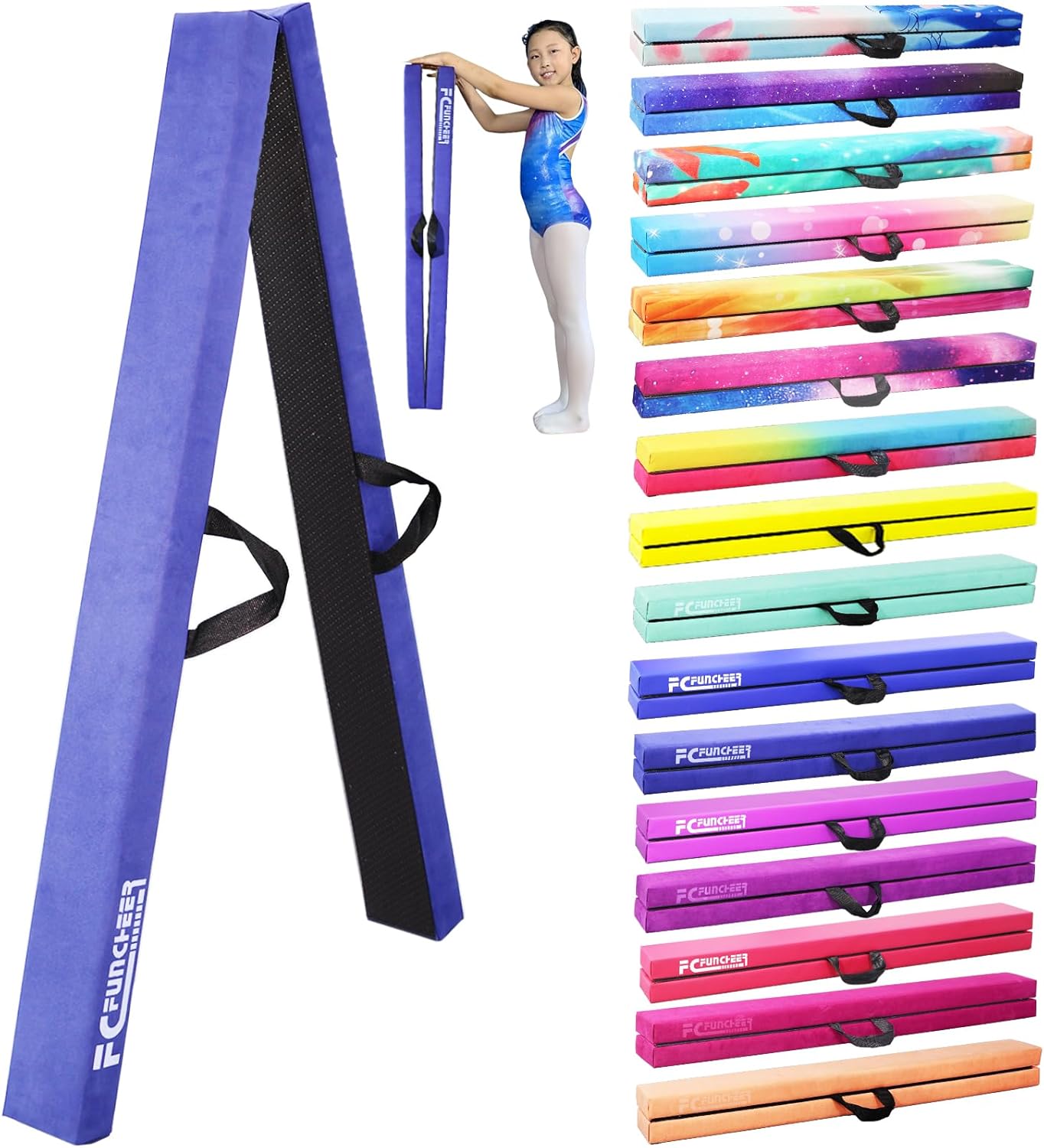 8FT Folding Balance Beam for Kids - Durable Gymnastics Equipment