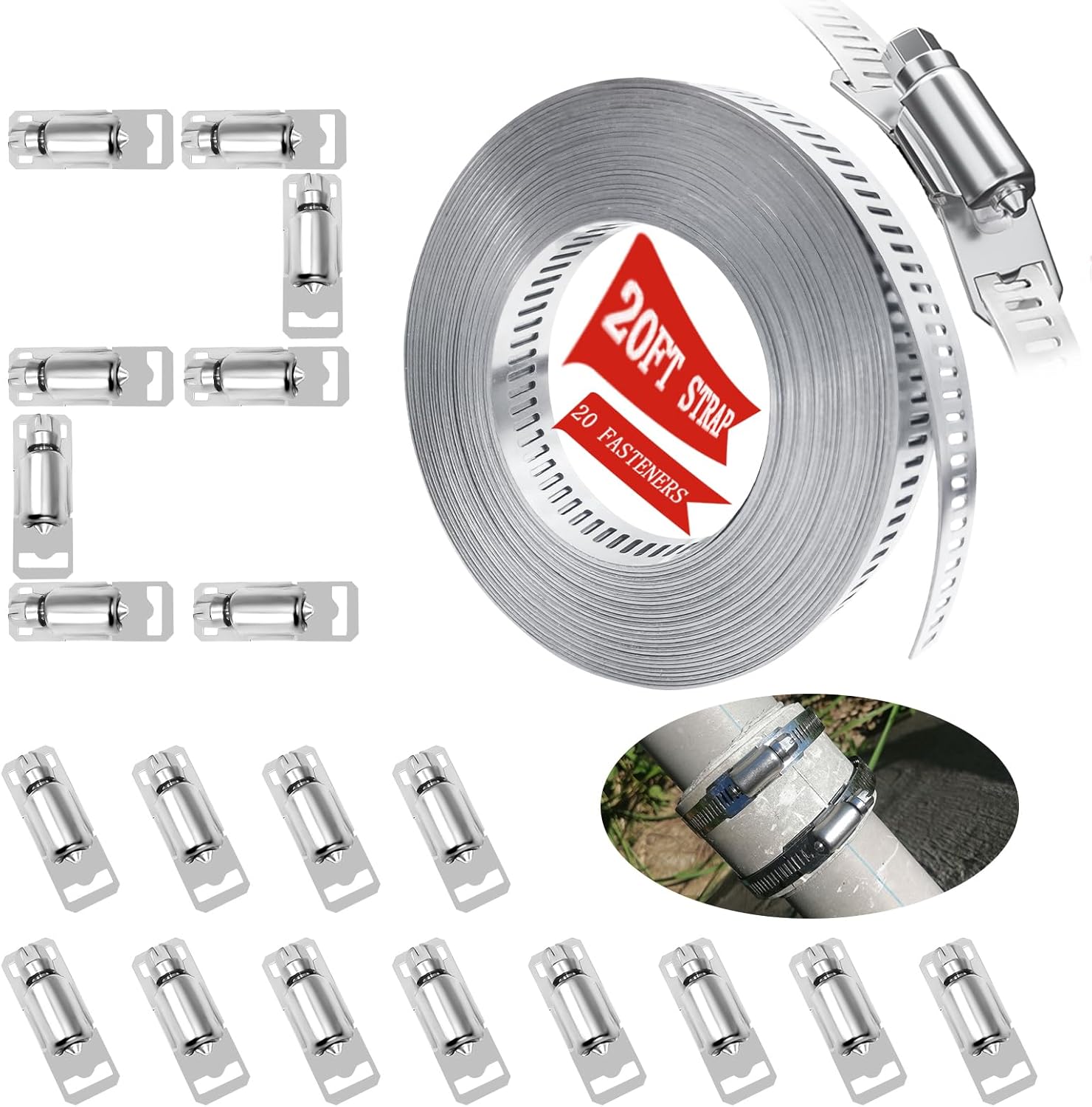 20FT Stainless Steel Hose Clamps Kit