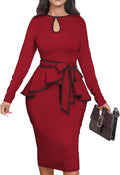 Women's Bodycon Vintage Peplum Dress - Elegant Work & Office Fit