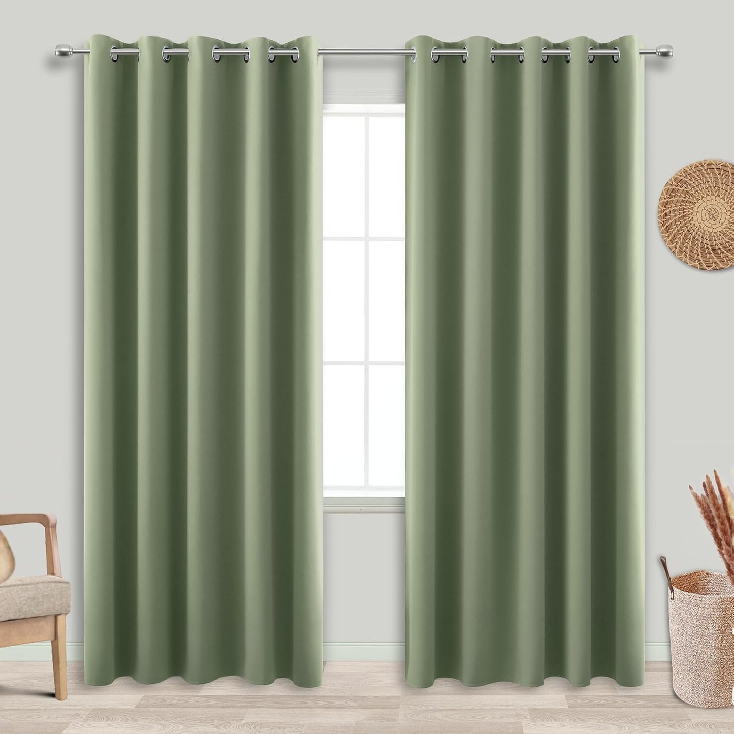 KOUFALL Blackout Curtains for Bedroom and Living Room, Sage Green
