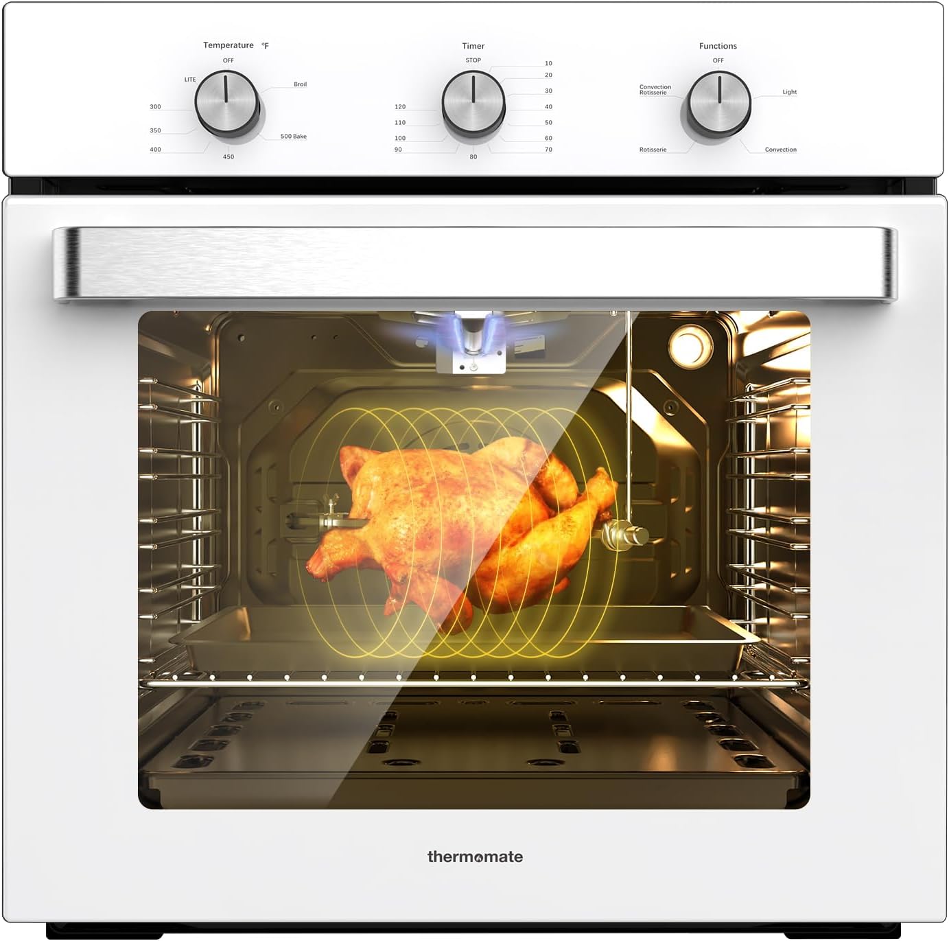 24 Inch Gas Wall Oven with 5 Cooking Functions and Rotisserie