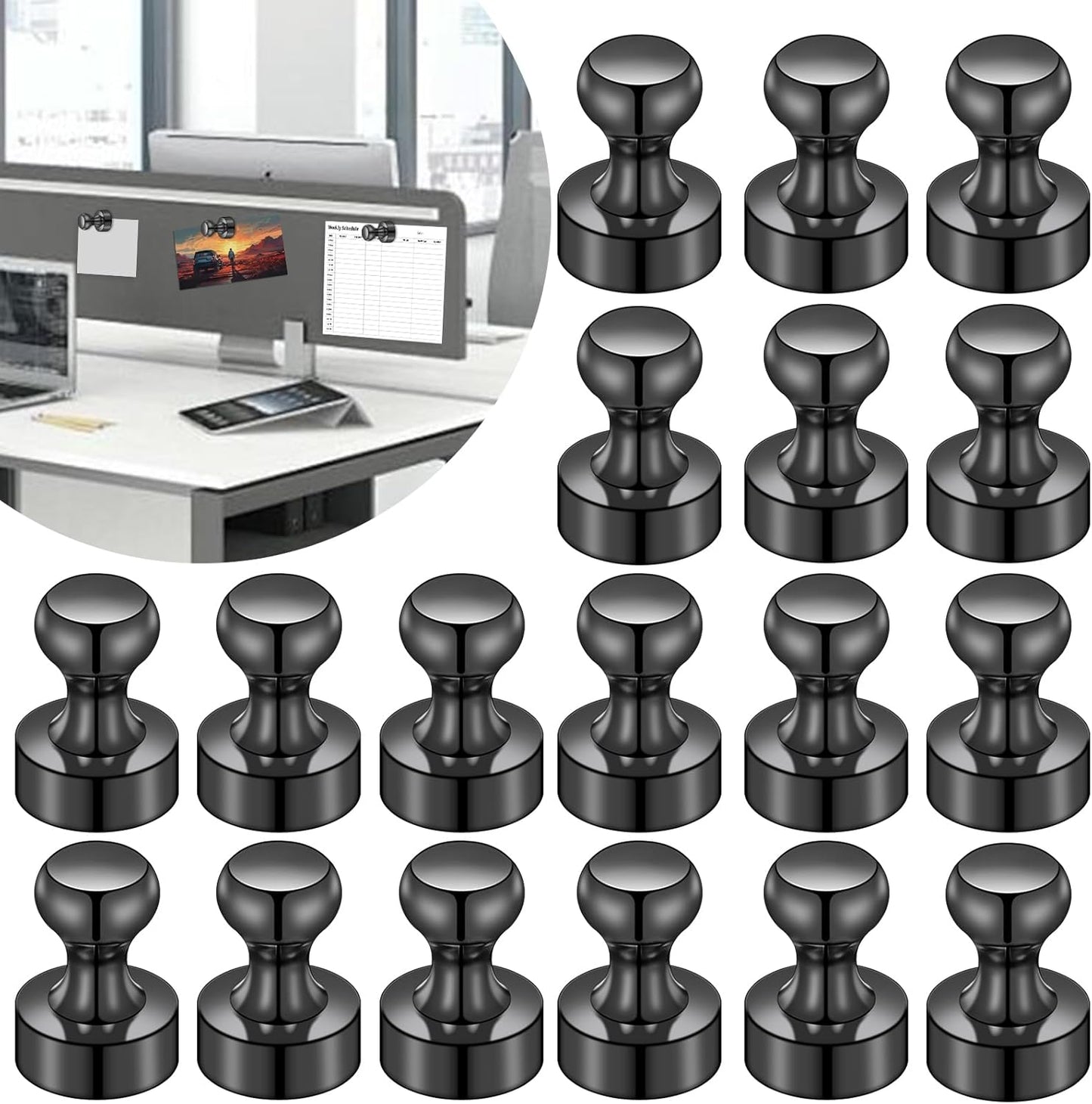 20 Pcs Strong Push Pin Magnets for Office & Home