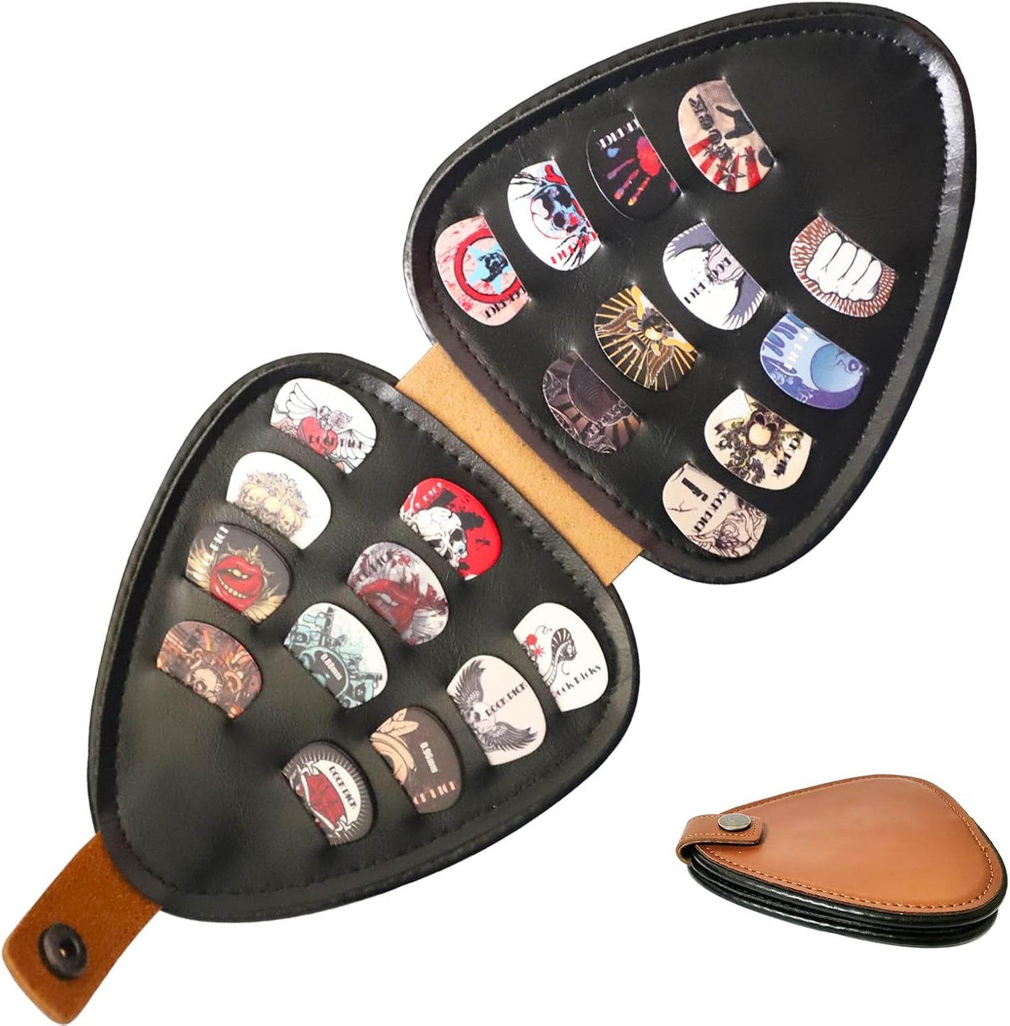 RAUYIVANY Leather Guitar Pick Holder + 22 Picks