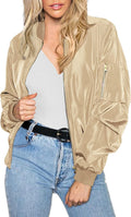 Women's Lightweight Bomber Jacket Casual Zip-Up Coat - With Pockets