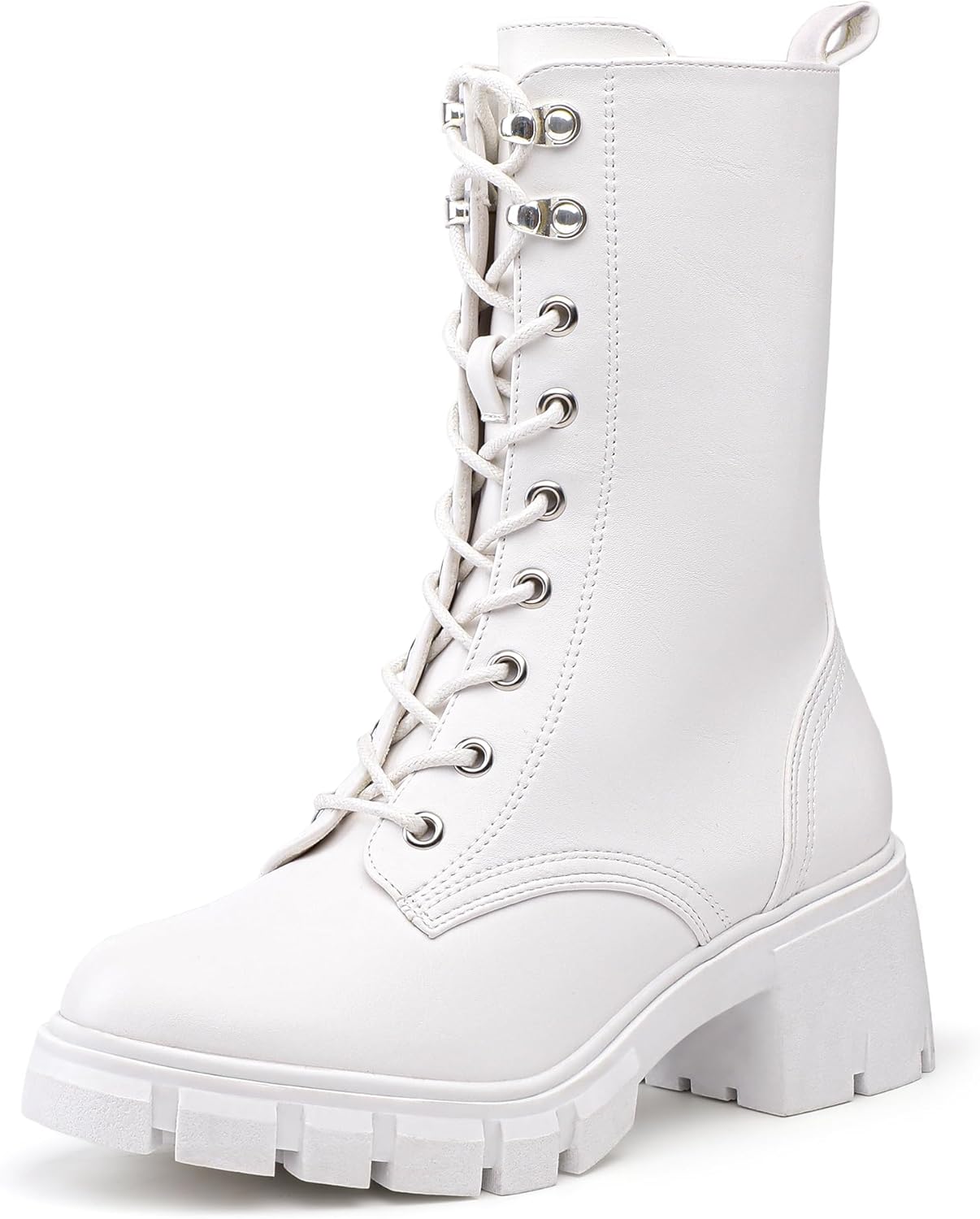 IDIFU IN3 Combat Boots for Women with Chunky Block Heel