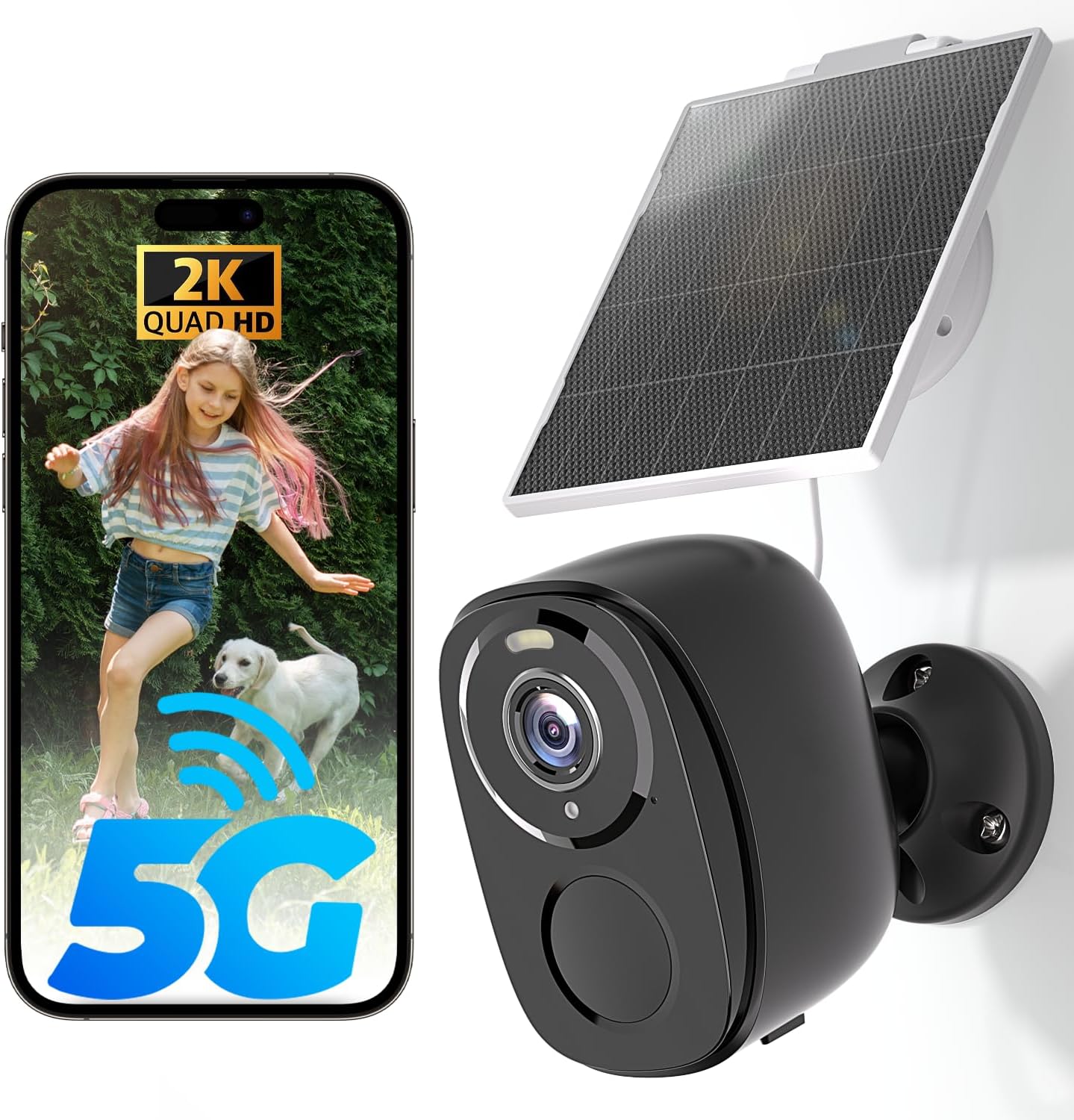 5G/2.4G Solar Security Cameras Wireless Outdoor with 2K Quality