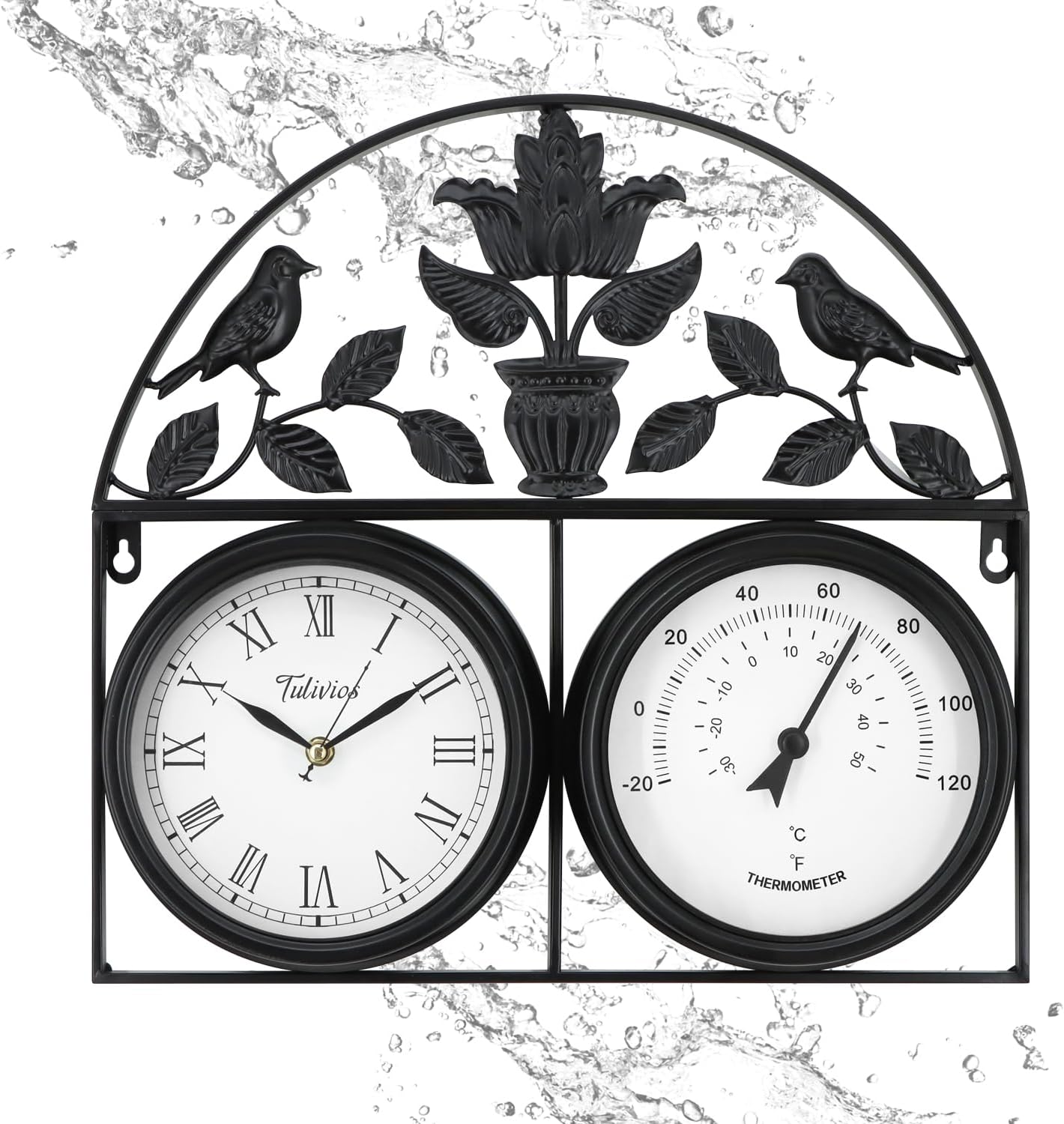 17Inch Large Outdoor Clock with Thermometer for Any Space