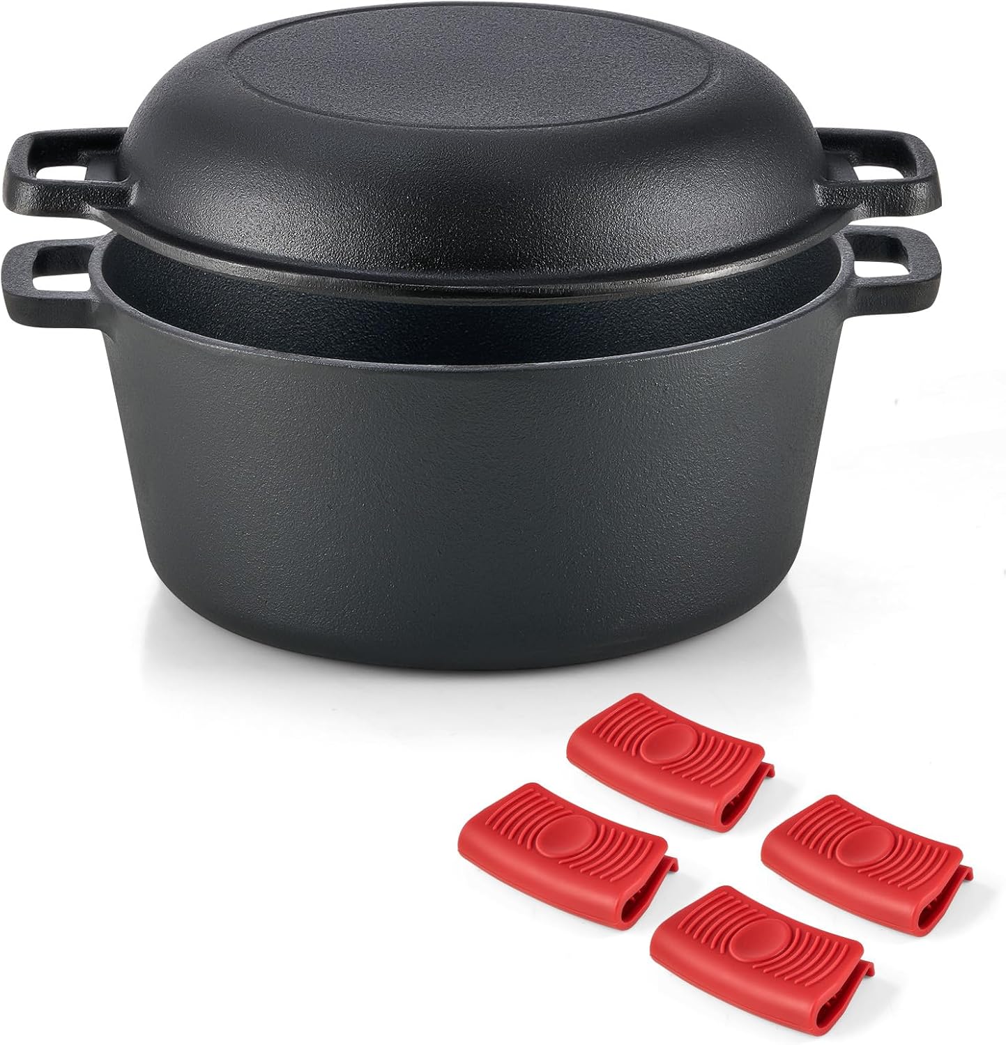 DARTMOOR 2-in-1 Pre-Seasoned Cast Iron Dutch Oven Set