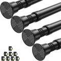 4Pack Small Tension Rods 16-38in Black Adjustable Curtain Rods - No