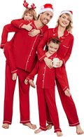 Family Matching Christmas Pajamas Set - Long Sleeve Button-Down PJs