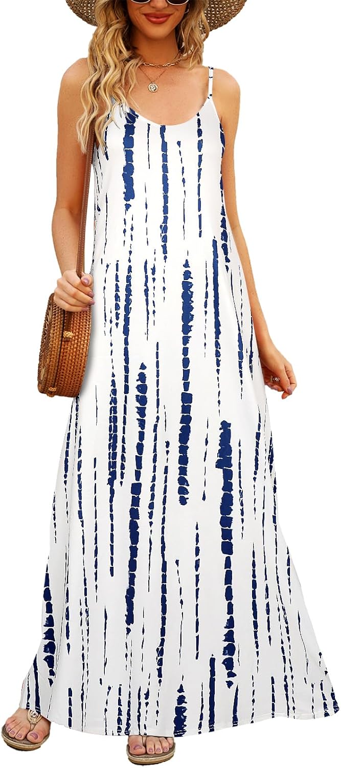 Supnier Women's Summer Maxi Dress with Pockets for Comfort