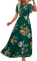 Simplee Womens Summer Floral Casual Maxi Dress - Flowy Chiffon Apparel