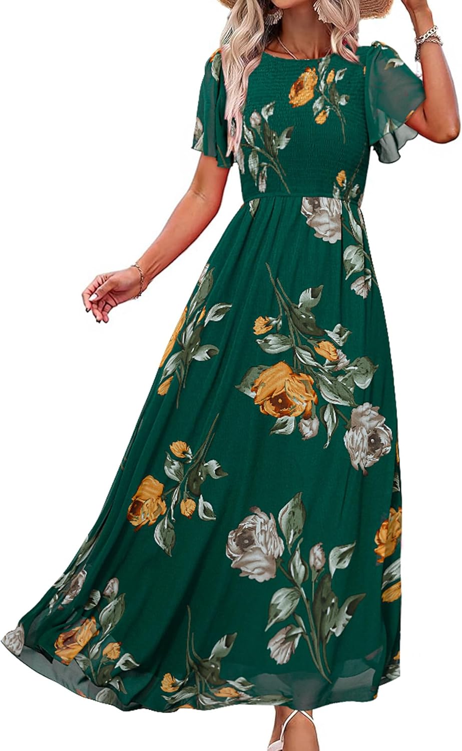 Simplee Womens Summer Floral Casual Maxi Dress for Elegance