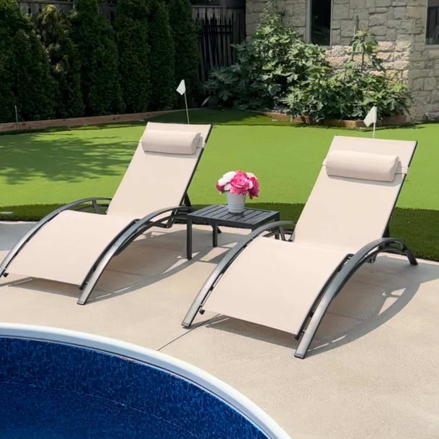 PURPLE LEAF Patio Chaise Lounge Set for Outdoor Relaxation