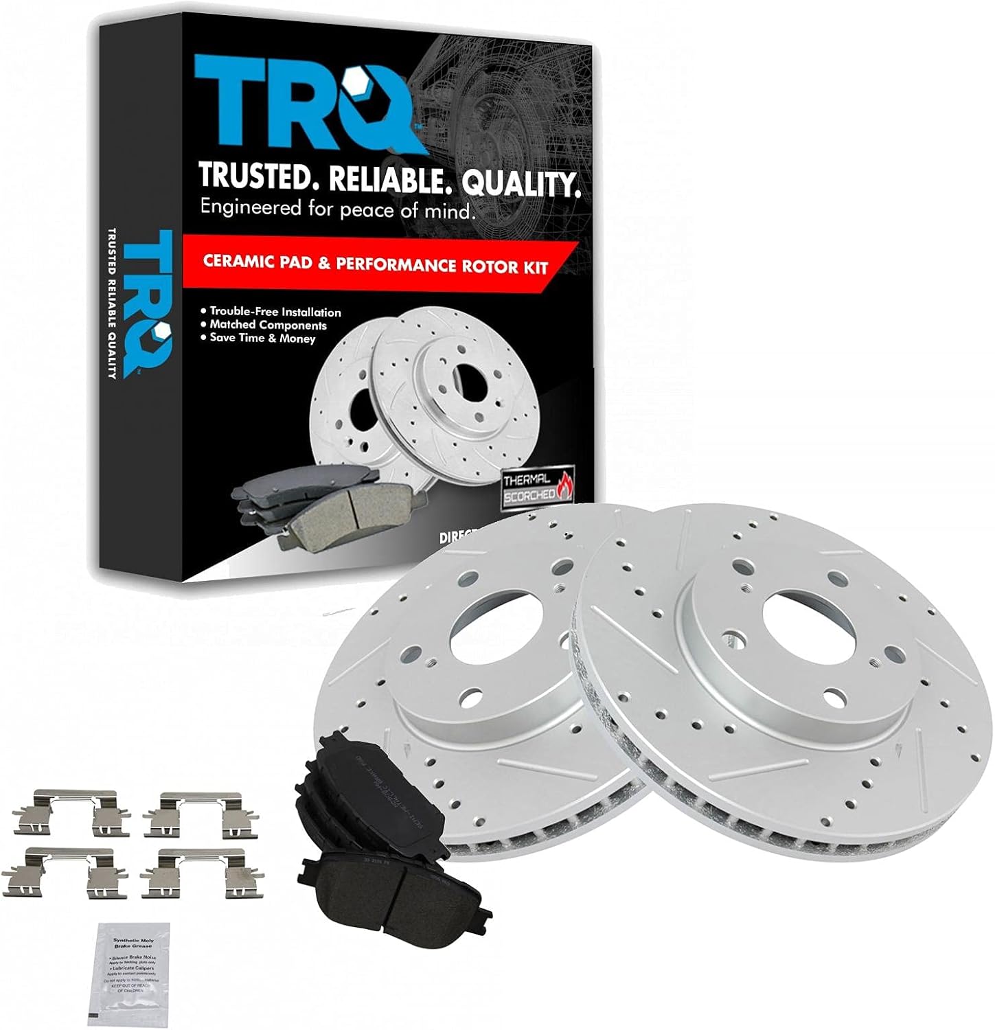 TRQ Front Performance Brake Pad & Rotor Kit for Toyota Camry