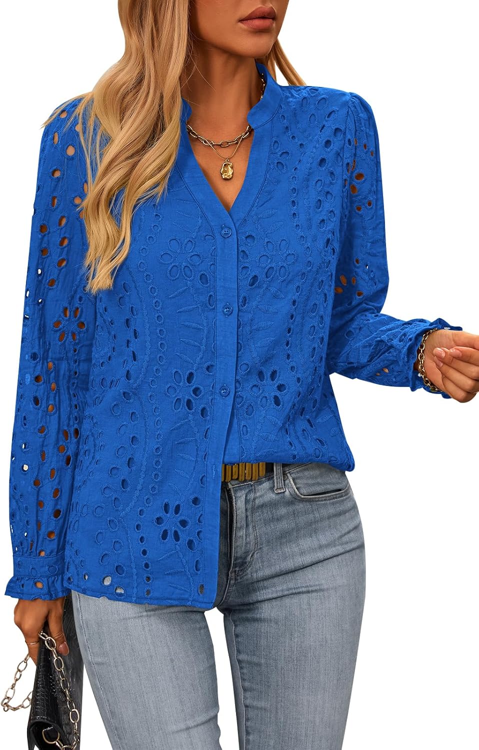 NALANISA Women's Fall Fashion Long Sleeve Button Down Blouses