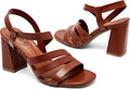 Women's Chunky Heeled Sandals - Strappy Square Open Toe Heels