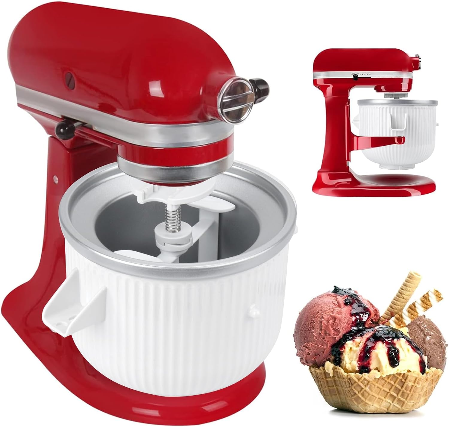 2-Quart Ice Cream Maker Attachment for Kitchenaid Stand Mixer - Turn Your Mixer Into a Gelato Master!