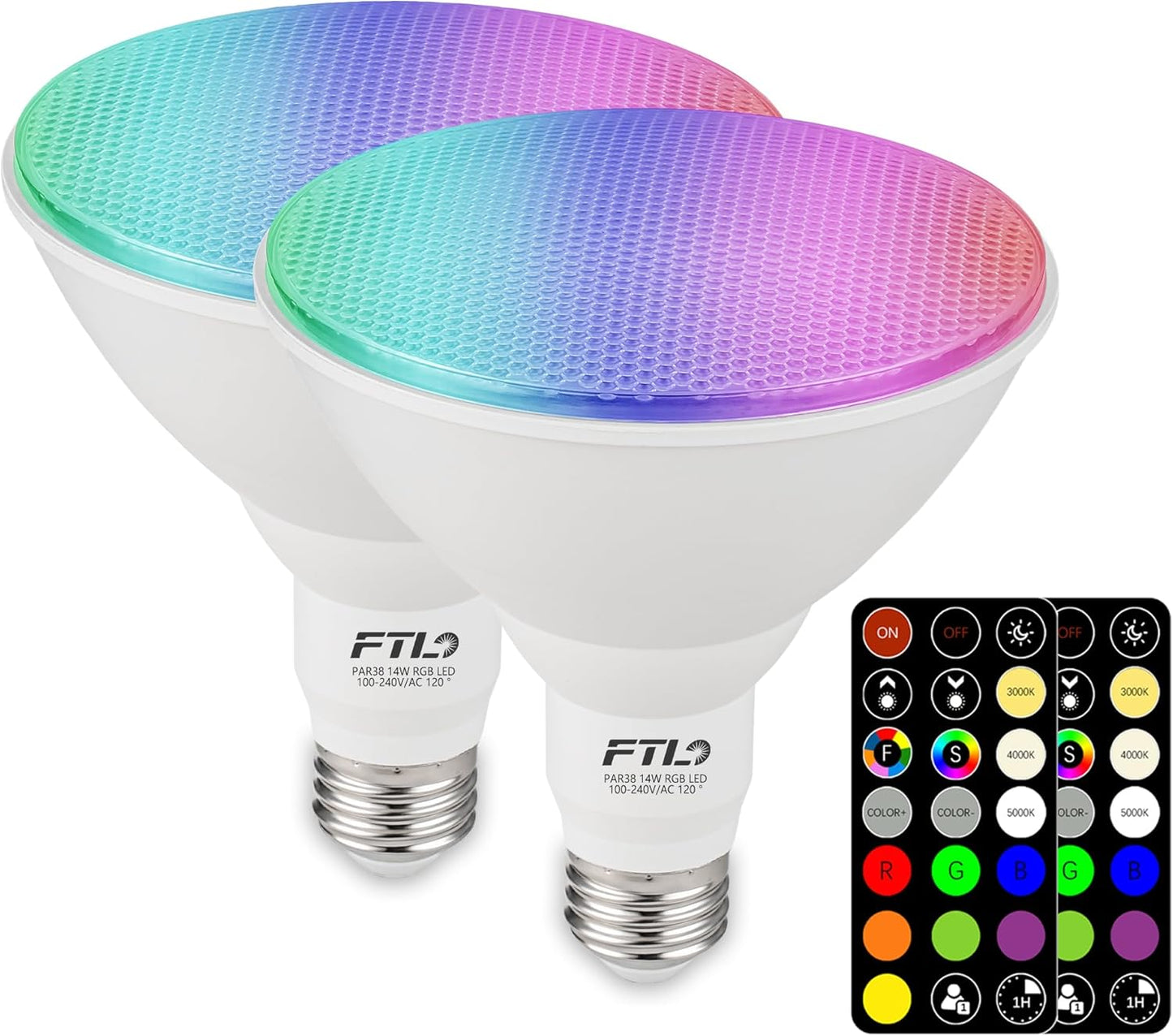 FTL PAR38 LED Color Changing Flood Light Bulb with Remote Control