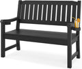 2-Person HDPS Outdoor Bench Black - Weatherproof Patio Seat