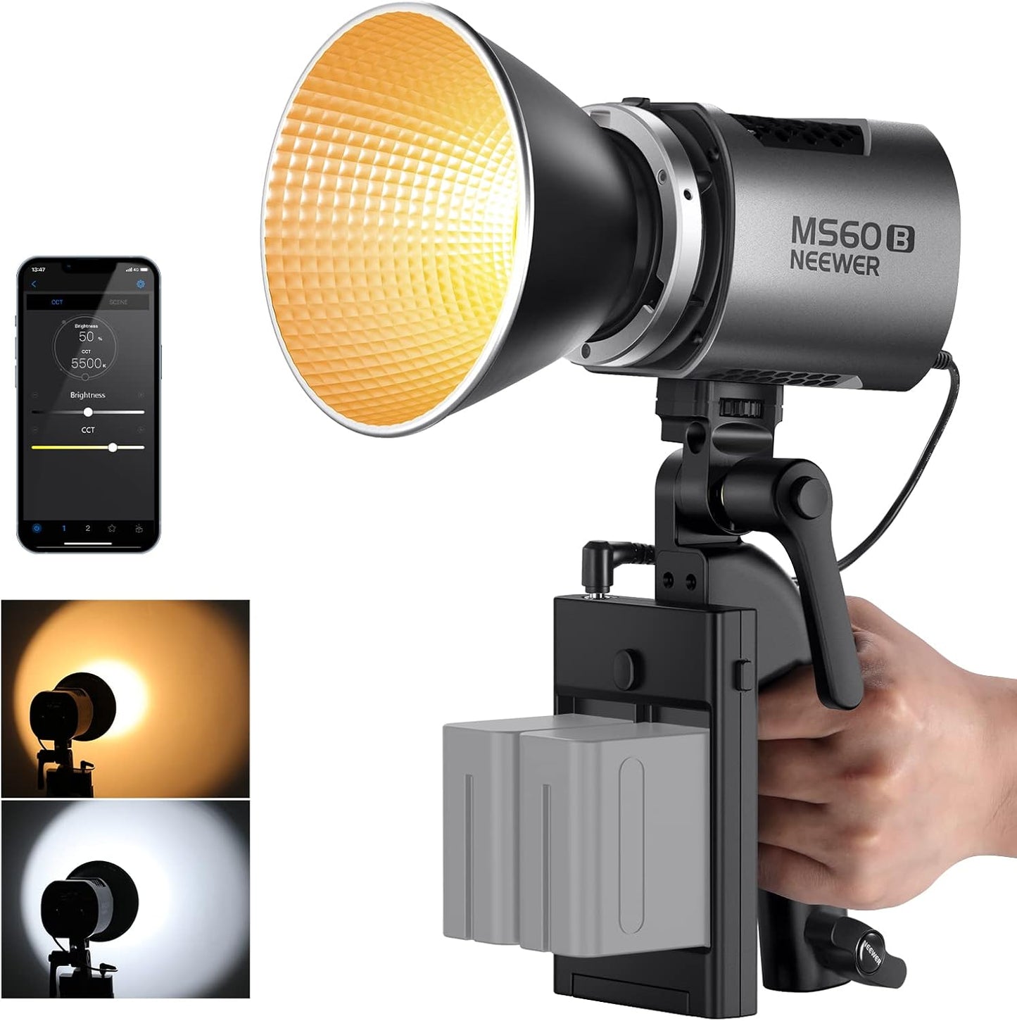 NEEWER MS60B LED Video Light: Compact 65W COB Spotlight