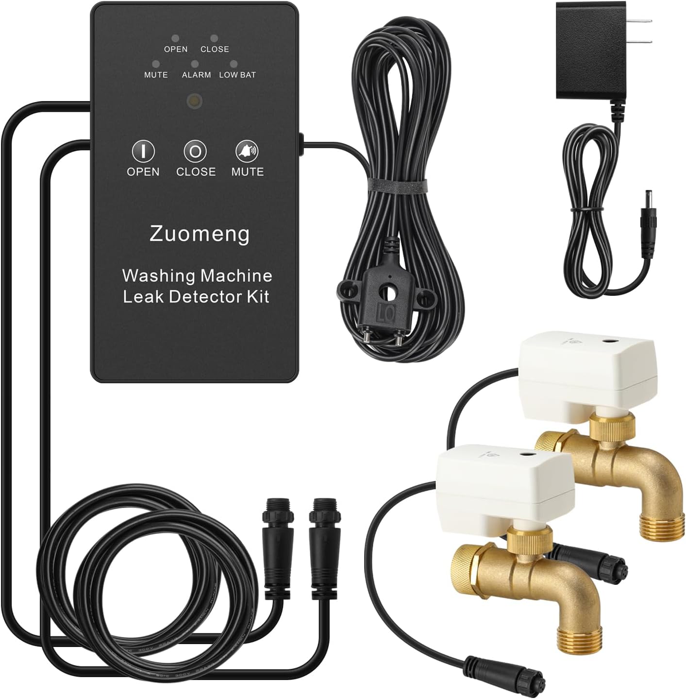 Zuomeng Water Leak Detector Kit: Dual Power, Precise Sensor, Auto Shut-Off - 90 Valve