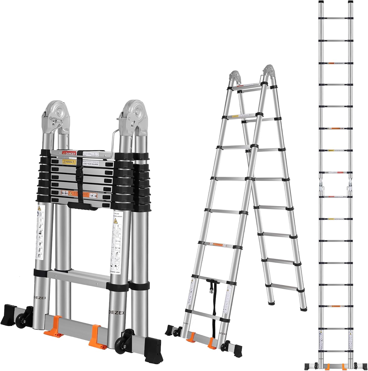 Telescoping Ladders 16.5FT A Frame Heavy Duty for All Tasks