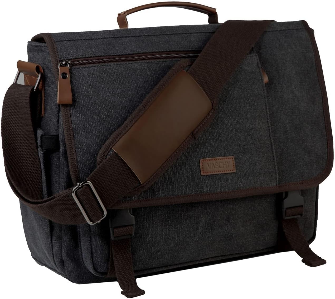 VASCHY Messenger Bag for Men - Durable Canvas Laptop Satchel