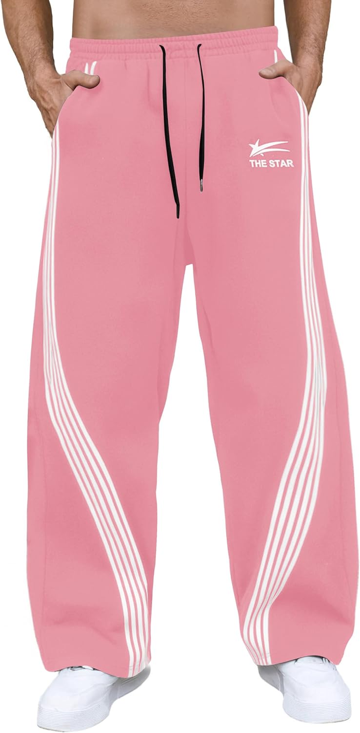 GORGLITTER Men's Baggy Wide Leg Sweatpants for Stylish Comfort