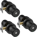 3 Pack Black Key Alike Keyless Electronic Door Knobs - Backlit Keypad