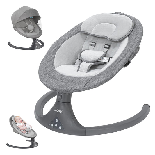 2-in-1 Electric Baby Swing - Remote Control, Bluetooth, 10 Music, 5 Speeds