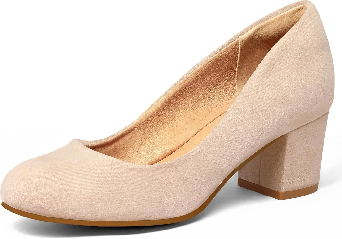 mysoft Women's Pumps Low Chunky Block Heel Round Toe Shoes
