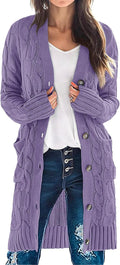 MEROKEETY Women's Long Sleeve Cable Knit Cardigan - Cozy (Style FWMK)