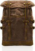 Waxed Canvas Leather Hiking Travel Waterproof Backpack For College