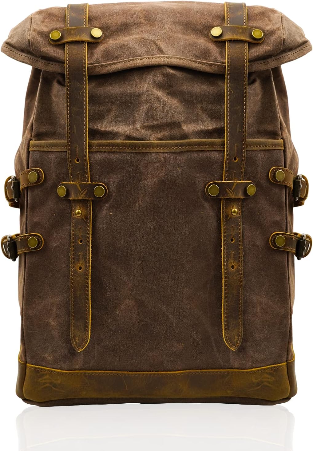 Waxed Canvas Leather Hiking Backpack for Travel and College