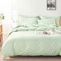 Wake In Cloud Striped Comforter Set King - Soft Sage Green Pinstripe