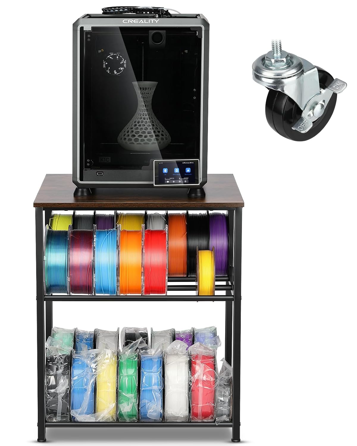 Rolling 3D Printer Stand with Filament Storage - Organized Printing