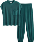 Womens Two Piece Knit Sweater Set - High Waisted Tracksuit Set