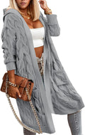Winter Fall Cardigan Sweaters for Women Open Front Hooded Cable - Cozy