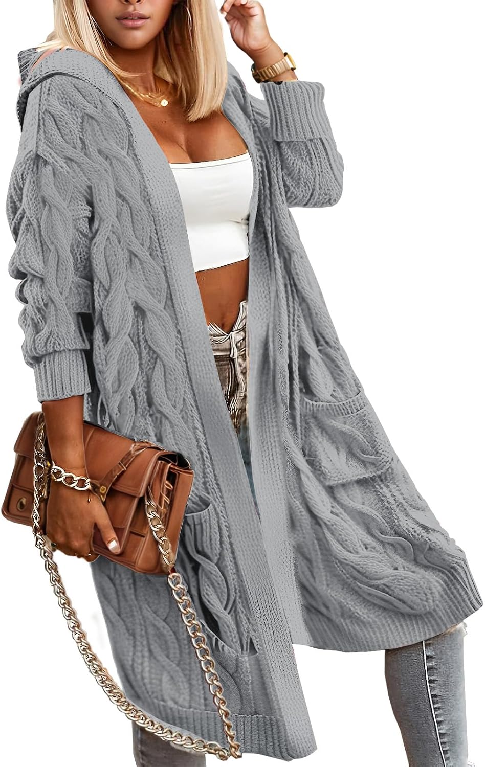 Oversized Hooded Cardigan Sweaters for Women Fashion 2025