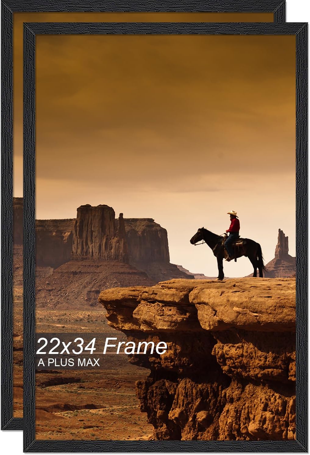 22x34 Picture Frame Set of 2 - Black Engineered Wood Design